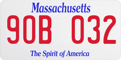 MA license plate 9OB032