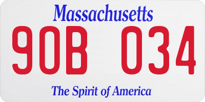 MA license plate 9OB034