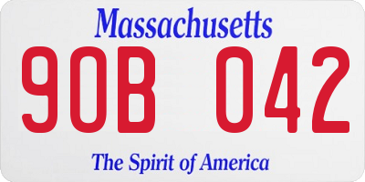 MA license plate 9OB042