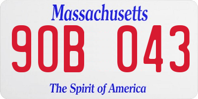 MA license plate 9OB043