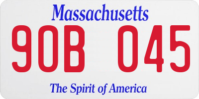 MA license plate 9OB045