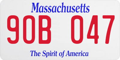 MA license plate 9OB047