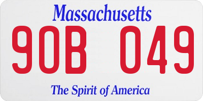 MA license plate 9OB049