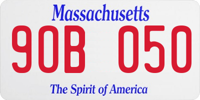 MA license plate 9OB050