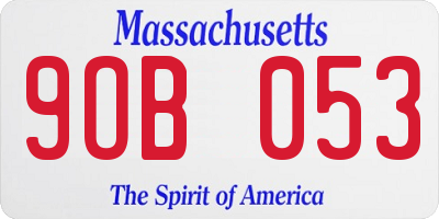 MA license plate 9OB053