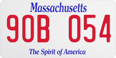 MA license plate 9OB054