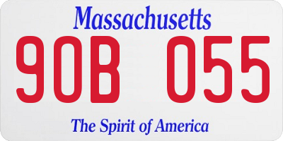 MA license plate 9OB055