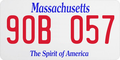 MA license plate 9OB057