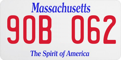 MA license plate 9OB062