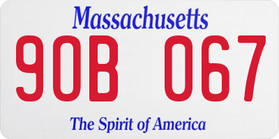 MA license plate 9OB067