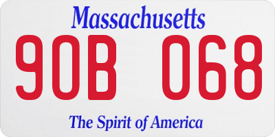 MA license plate 9OB068