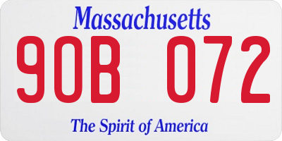 MA license plate 9OB072