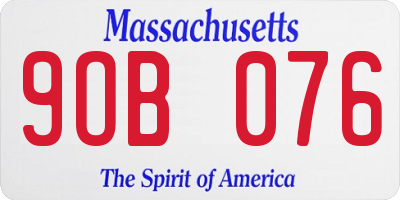 MA license plate 9OB076