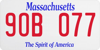 MA license plate 9OB077