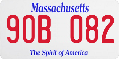 MA license plate 9OB082