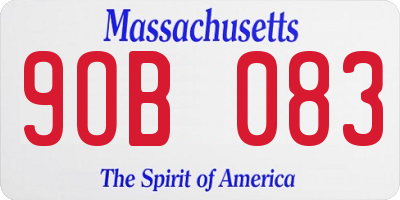 MA license plate 9OB083