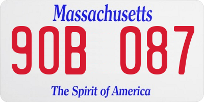 MA license plate 9OB087