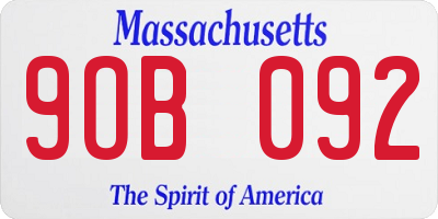 MA license plate 9OB092