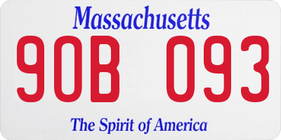 MA license plate 9OB093