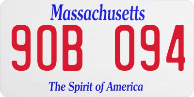 MA license plate 9OB094