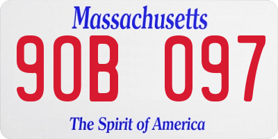 MA license plate 9OB097