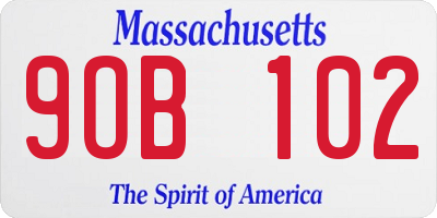 MA license plate 9OB102