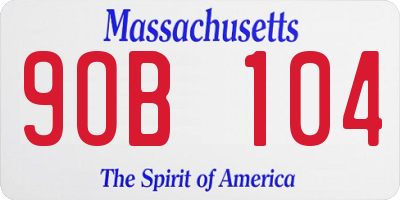 MA license plate 9OB104