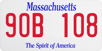 MA license plate 9OB108
