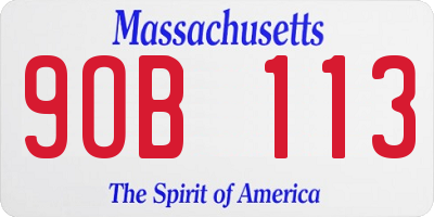 MA license plate 9OB113