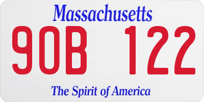 MA license plate 9OB122