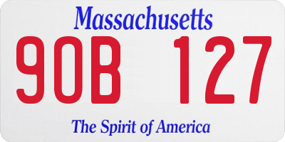 MA license plate 9OB127