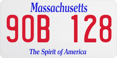 MA license plate 9OB128