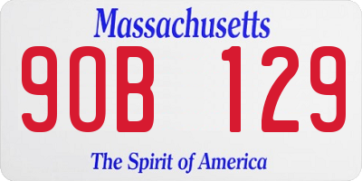 MA license plate 9OB129