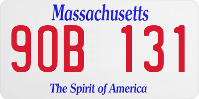 MA license plate 9OB131