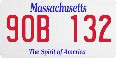MA license plate 9OB132