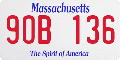 MA license plate 9OB136