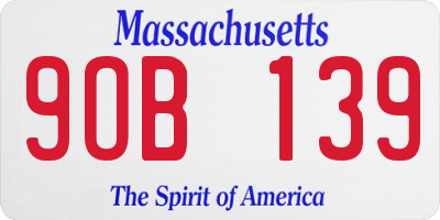 MA license plate 9OB139