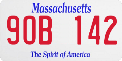 MA license plate 9OB142