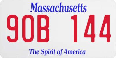 MA license plate 9OB144
