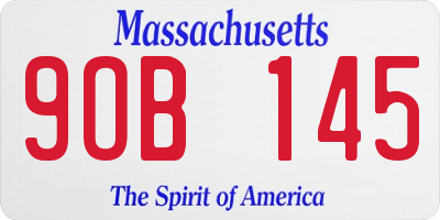 MA license plate 9OB145