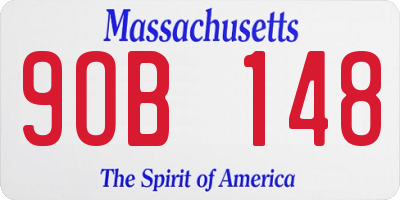 MA license plate 9OB148