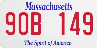 MA license plate 9OB149