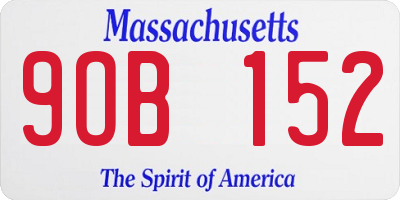 MA license plate 9OB152