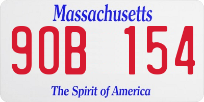 MA license plate 9OB154