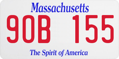 MA license plate 9OB155