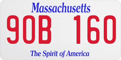 MA license plate 9OB160