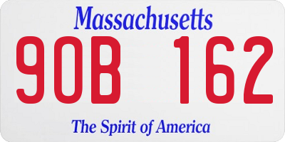 MA license plate 9OB162
