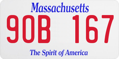 MA license plate 9OB167