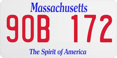 MA license plate 9OB172