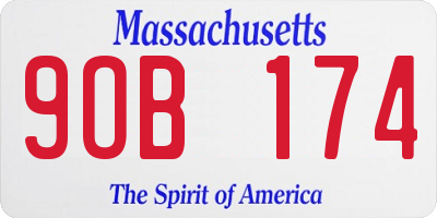 MA license plate 9OB174